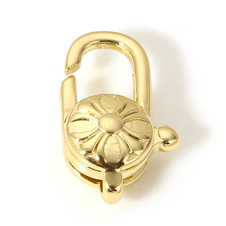 1 個 真鍮 カニカン 18Kリアルゴールドメッキ 花 17mmx 10.5mm の画像