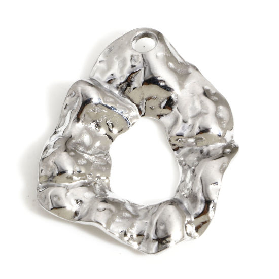 Image de 1 Pièce Breloques en 304 Acier Inoxydable Irrégulier Argent Mat 29mm x 24mm