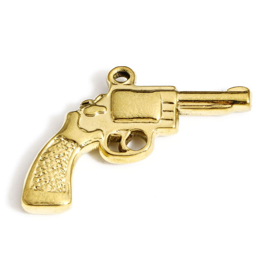 Picture of 1 Piece Vacuum Plating 304 Stainless Steel 3D Pendants 18K Gold Plated Gun 3.2cm x 2.2cm