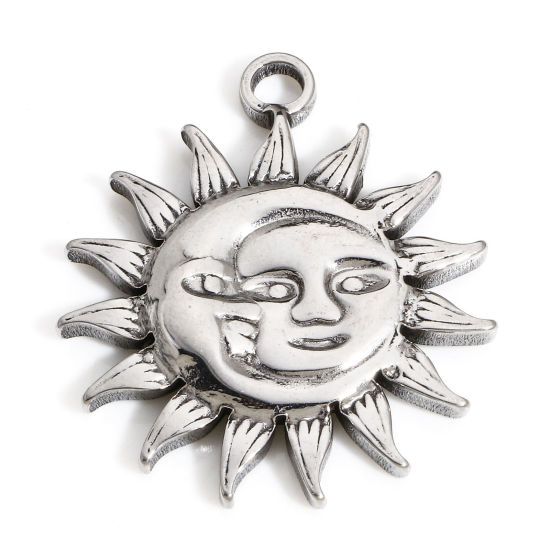 Изображение 1 ШТ 304 Нержавеющая Сталь галактика Подвески Солнце Серебряный Тон 29мм x 26мм