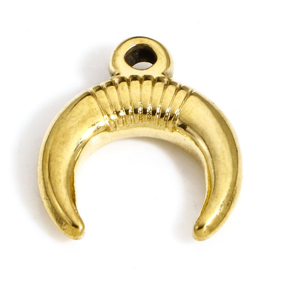 Изображение 1 ШТ Экологичное вакуумное PVD-покрытие 304 Нержавеющая Сталь галактика Подвески 18K позолоченный полумесяц двойные рога 16мм x 14мм