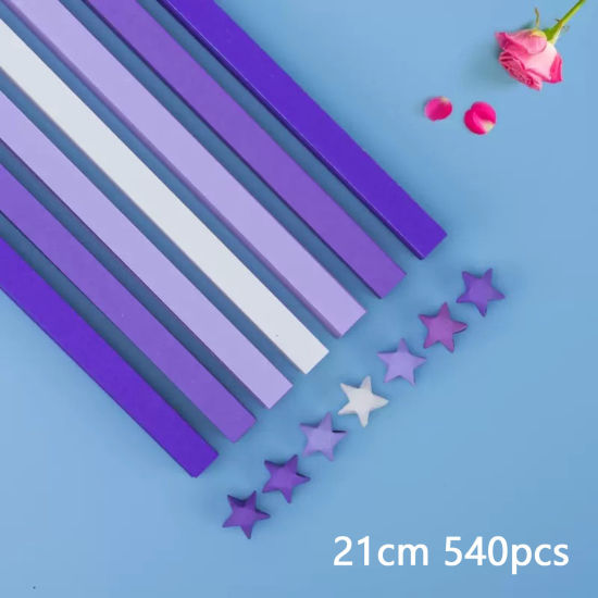 Picture of 1 Packet ( 540 PCs/Set) Paper Origami Folding Paper Strips Lucky Stars DIY Handmade Arts Purple Strip Gradient Color 21cm