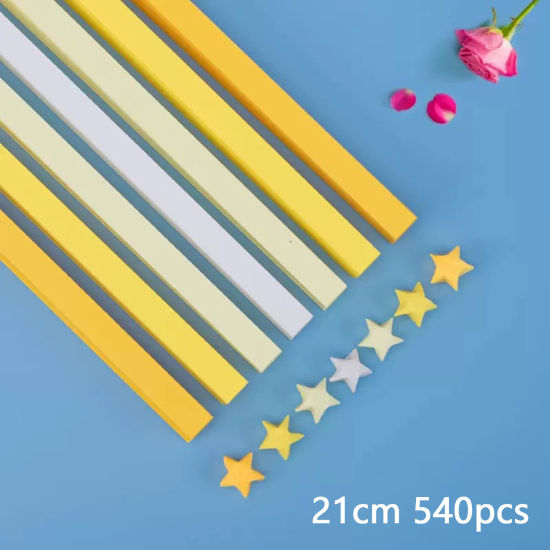 Picture of 1 Packet ( 540 PCs/Set) Paper Origami Folding Paper Strips Lucky Stars DIY Handmade Arts Yellow Strip Gradient Color 21cm