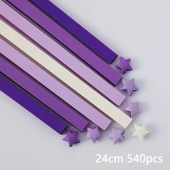 Picture of 1 Packet ( 540 PCs/Set) Paper Origami Folding Paper Strips Lucky Stars DIY Handmade Arts Purple Strip Gradient Color 24cm