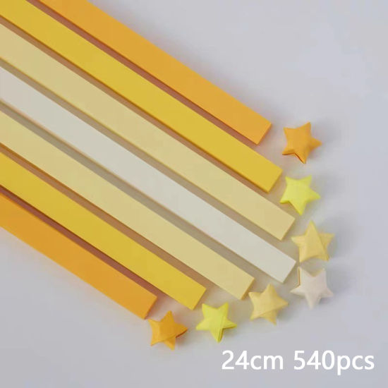 Изображение 1 Пакет ( 540 ШТ/Комплект) Бумага Складные бумажные полоски оригами «Счастливые звезды» DIY Искусство ручной работы Желтый полоса Цвет градиента 24см