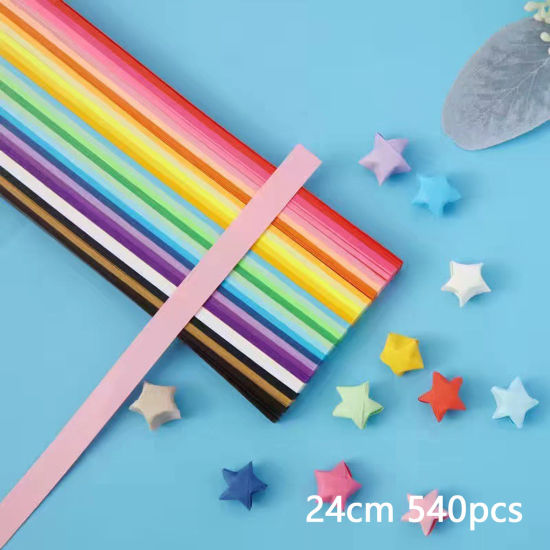 Picture of 1 Packet ( 540 PCs/Set) Paper Origami Folding Paper Strips Lucky Stars DIY Handmade Arts Multicolor Strip 24cm