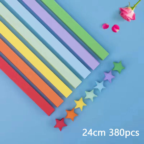 Изображение 1 Пакет ( 380 ШТ/Комплект) Бумага Складные бумажные полоски оригами «Счастливые звезды» DIY Искусство ручной работы Разноцветный полоса 24см