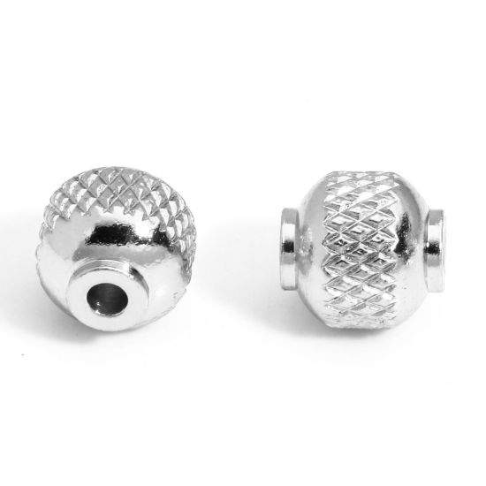Picture of 10 PCs 304 Stainless Steel Beads For DIY Charm Jewelry Making Lantern Silver Tone 9mm x 8mm, Hole: Approx 2mm