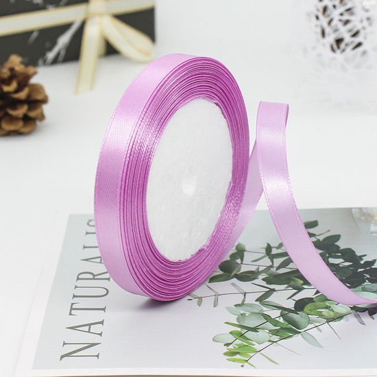 Picture of 1 Roll (Approx 25 Yards/Roll) Satin Ribbon DIY Wedding Party Gift Wrapping Sewing Craft Decoration Pale Lilac 10mm