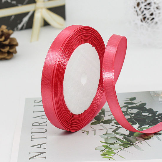 Picture of 1 Roll (Approx 25 Yards/Roll) Satin Ribbon DIY Wedding Party Gift Wrapping Sewing Craft Decoration Watermelon Red 10mm