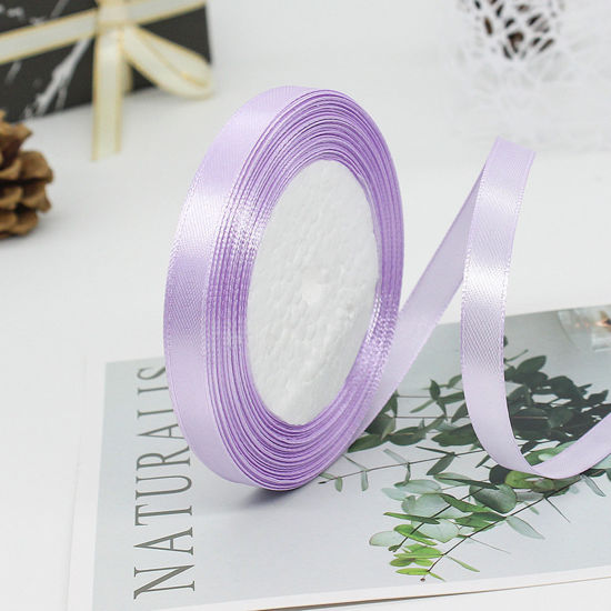 Picture of 1 Roll (Approx 25 Yards/Roll) Satin Ribbon DIY Wedding Party Gift Wrapping Sewing Craft Decoration Purple 10mm