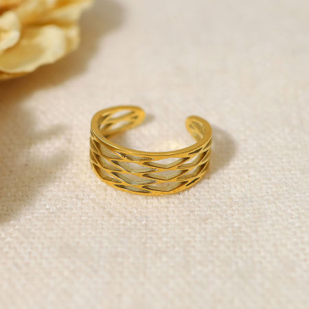 Picture of 304 Stainless Steel Ear Cuffs Clip Wrap Earrings 18K Real Gold Plated
