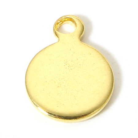 Picture of 10 PCs 304 Stainless Steel Blank Stamping Tags Disc Charms Round Gold Plated Roller Burnishing 12mm x 10mm
