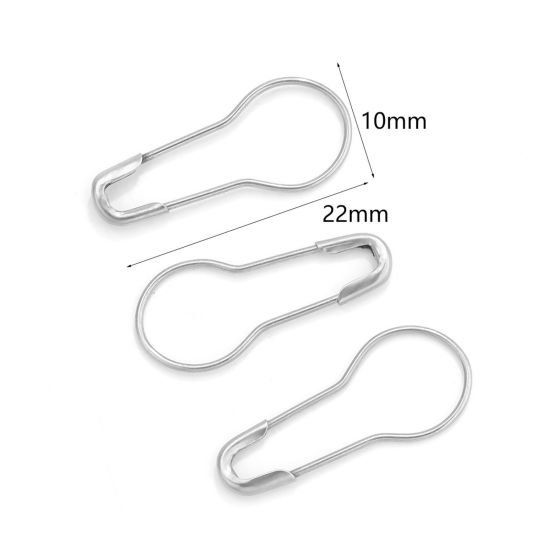 Image de 50 Pcs Broches Épingles de Sûreté en 304 Acier Inoxydable Calebasse Argent Mat 22mm x 10mm