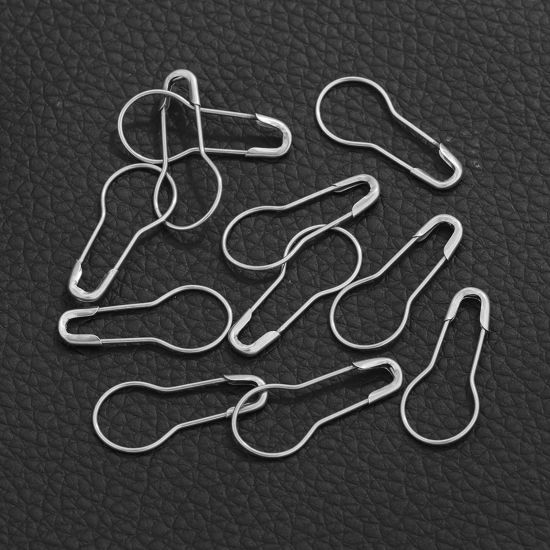 Image de 50 Pcs Broches Épingles de Sûreté en 304 Acier Inoxydable Calebasse Argent Mat 22mm x 10mm