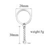 Bild von 5 Stück 304 Edelstahl Schlüsselkette & Schlüsselring Silberfarbe 38mm x 20mm