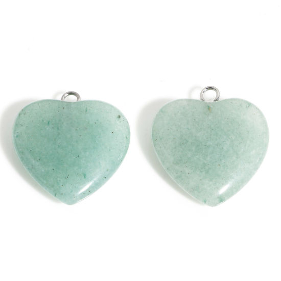 Picture of 1 Piece Aventurine ( Natural ) Charms Light Green Heart 23mm x 20.5mm