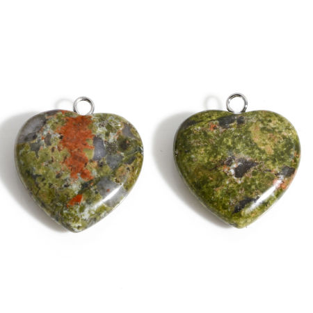 Picture of Gemstone ( Natural ) Charms Heart 23mm x 20.5mm