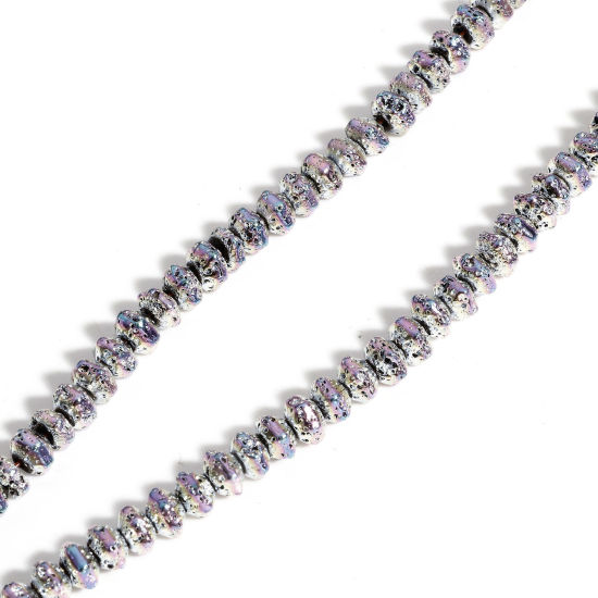Bild von 1 Strang (ca. 104 Stück/Strang) (Klasse A) Hämatit ( Elektroplattiert ) Perlen für die DIY-Schmuckherstellung Hexagon Mauve & Hellgrün ca. 6mm x 5.5mm, Loch:ca. 1mm, 40cm lang