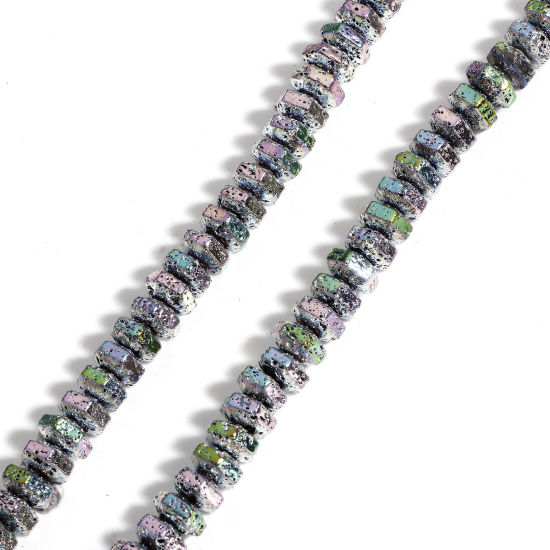 Изображение 1 Нитка (Примерно 92 шт/нитка) (Сорт A) Гематит ( плакирование ) Бисер для изготовления ювелирных украшений "Сделай сам Шестиугольник Розовато-Лиловый + Светло-Зеленый Примерно 8мм x 7мм, Размер Поры 1мм, 40см длина