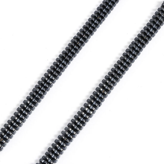 Picture of 1 Strand (Approx 185 PCs/Strand) (Grade A) Hematite ( Natural ) Beads For DIY Charm Jewelry Making Flower Black About 6mm x 6mm, Hole: Approx 0.5mm, 41cm(16 1/8") long