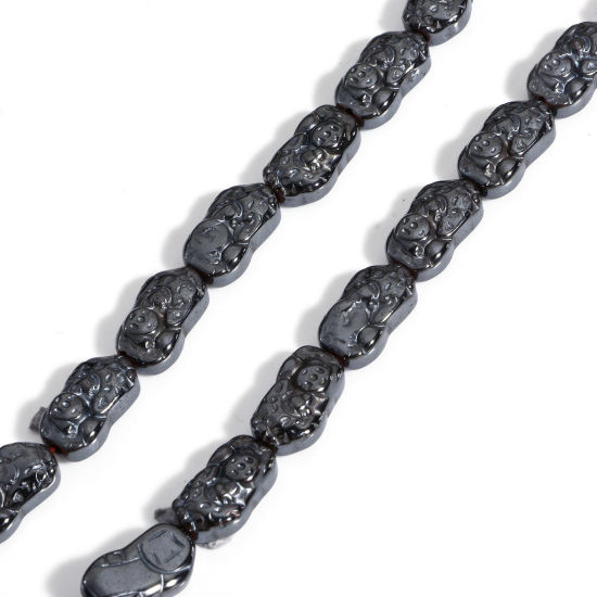 Picture of 1 Strand (Approx 30 PCs/Strand) (Grade A) Hematite ( Natural ) Beads For DIY Charm Jewelry Making Irregular Black About 13.5mm x 8mm, Hole: Approx 1mm, 40cm(15 6/8") long