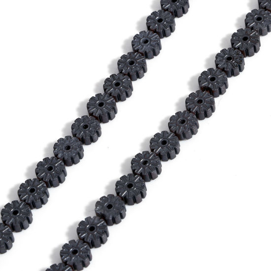 Image de 1 Enfilade (Env. 66 Pcs/Enfilade) (Classement A) Perles pour DIY Fabrication de Bijoux en Hématite （ Naturel ） Roue Dentée Noir Mat 6mm x 6mm, Trou: env. 0.8mm, 40cm long