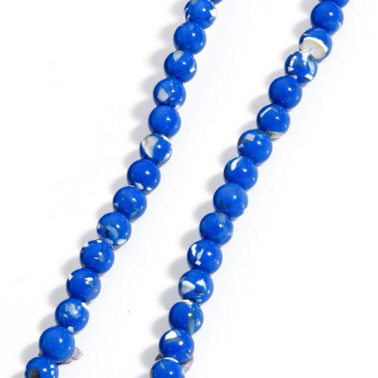 Image de 1 Enfilade (Env. 65 Pcs/Enfilade) (Classement C) Perles pour DIY Fabrication de Bijoux de Pendentife en Turquoise ( Synthétique) Rond Coquilles Bleu Foncé 6.5mm Dia, Trou: env. 0.8mm, 40cm long