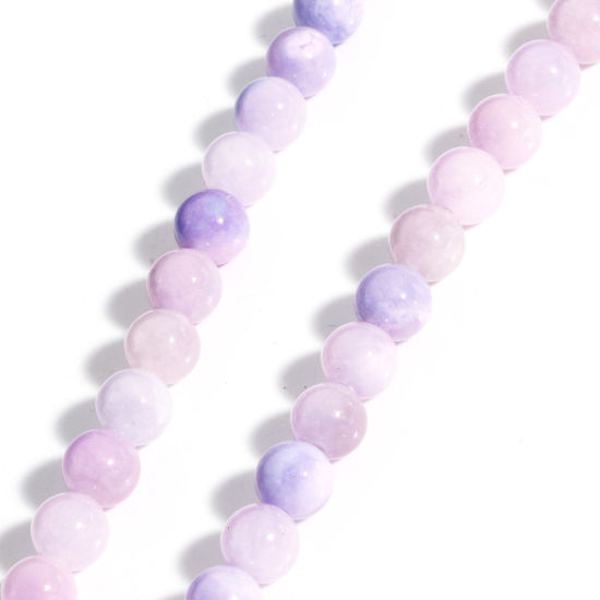 Picture of 1 Strand (Approx 48 PCs/Strand) (Grade A) Stone ( Natural Dyed ) Loose Beads For DIY Jewelry Making Round Ink Spot Pale Lilac About 8.5mm Dia., Hole: Approx 1mm, 40cm(15 6/8") long