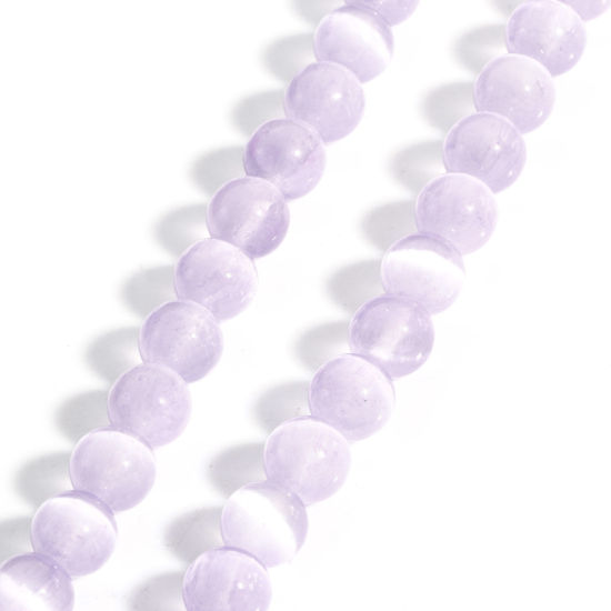 Picture of 1 Strand (Approx 48 PCs/Strand) (Grade A) Selenite ( Natural Dyed ) Loose Beads For DIY Jewelry Making Round Mauve About 8mm Dia., Hole: Approx 1mm, 39cm(15 3/8") long