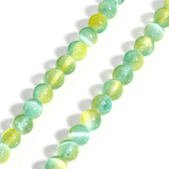 Picture of 1 Strand (Approx 48 PCs/Strand) (Grade A) Selenite ( Natural Dyed ) Loose Beads For DIY Jewelry Making Round Green About 8mm Dia., Hole: Approx 1mm, 39cm(15 3/8") long