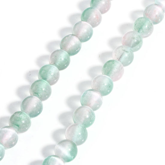 Picture of 1 Strand (Approx 48 PCs/Strand) (Grade A) Selenite ( Natural Dyed ) Loose Beads For DIY Jewelry Making Round Green About 8mm Dia., Hole: Approx 1mm, 39cm(15 3/8") long