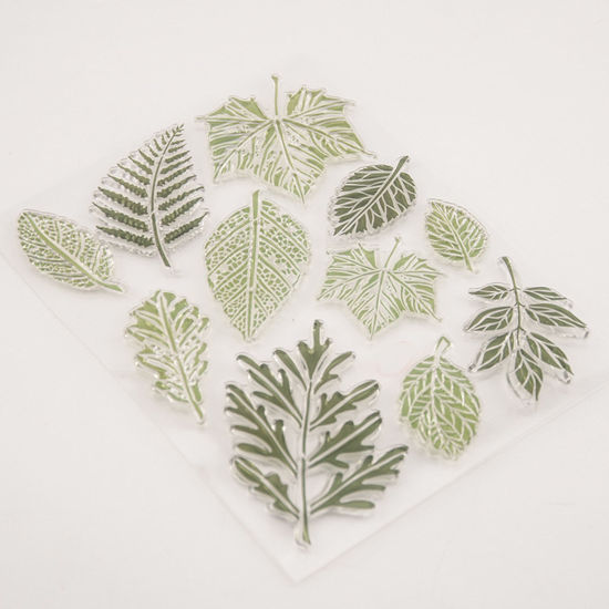Bild von 1 Stück ABS Plastik Stempel Blätter Transparent, 18cm x 14cm