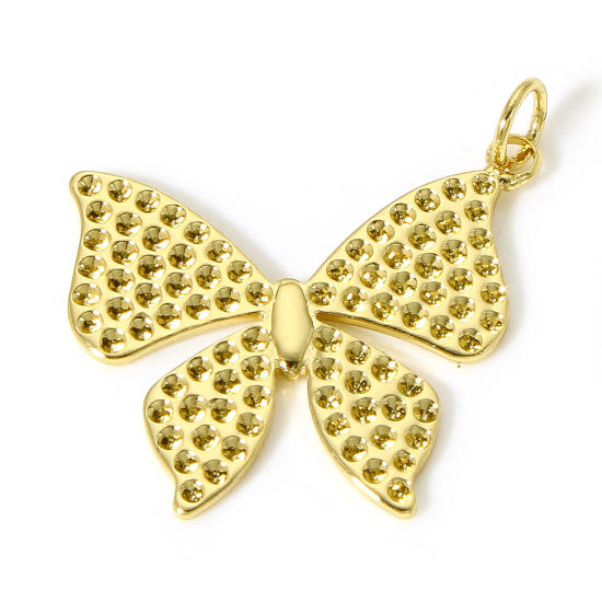 Immagine di 1 Pz Ottone Insetto Charms Farfalla 18K Vero Oro Placcato 25mm x 25mm