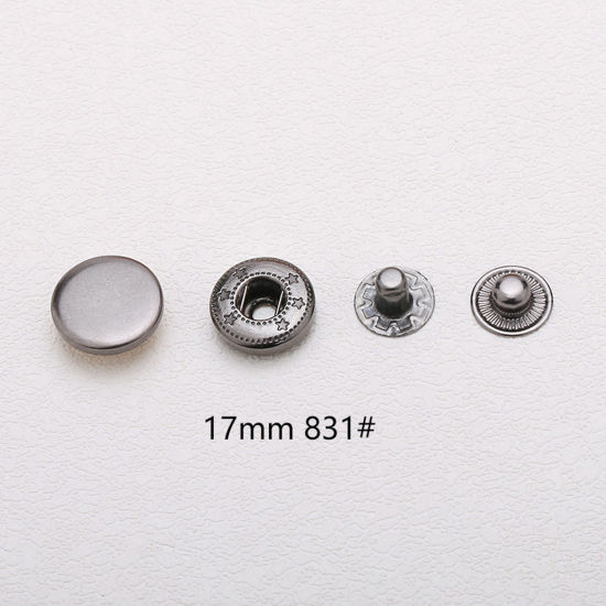Picture of 10 Sets 831# Brass Metal Snap Fastener Buttons Gunmetal Round 17mm Dia.