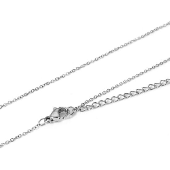 Picture of 1 Piece Eco-friendly Vacuum Plating 304 Stainless Steel Link Cable Chain Necklace For DIY Jewelry Making Real Platinum Plated 37.5cm(14 6/8") long, Chain Size: 1.2mm