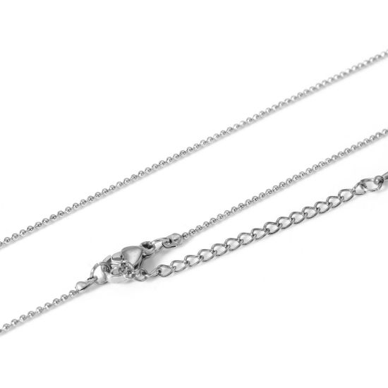 Picture of 1 Piece Eco-friendly Vacuum Plating 304 Stainless Steel Ball Chain Necklace For DIY Jewelry Making Real Platinum Plated 38cm(15") long, Chain Size: 1.2mm