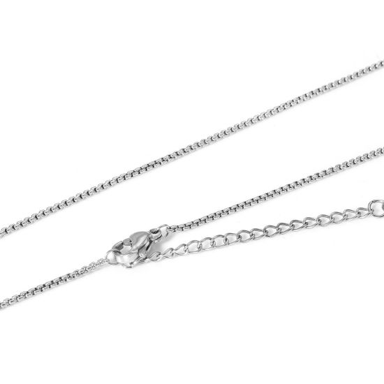 Picture of 1 Piece Eco-friendly Vacuum Plating 304 Stainless Steel Link Cable Chain Necklace For DIY Jewelry Making Real Platinum Plated 38cm(15") long, Chain Size: 1.5mm