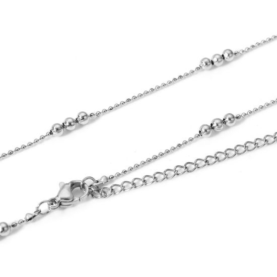 Picture of 1 Piece Eco-friendly Vacuum Plating 304 Stainless Steel Link Chain Necklace For DIY Jewelry Making Real Platinum Plated 37.5cm(14 6/8") long, Chain Size: 1.2mm