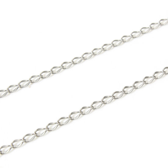 1 メートル エコフレンドリー 真空メッキ 304ステンレス鋼 喜平チェーン手作り DIY ジュエリーアクセサリー作りのパーツ プラチナメッキ 4.5x2.5mm の画像