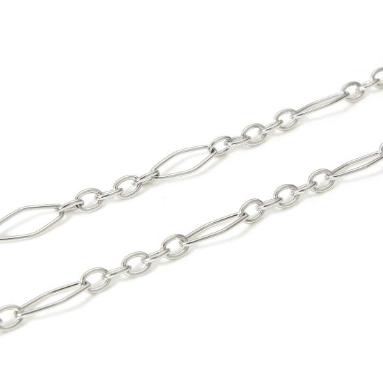 1 メートル エコフレンドリー 真空メッキ 304ステンレス鋼 5:1チェーン手作り DIY ジュエリーアクセサリー作りのパーツ 菱形 プラチナメッキ 6mm の画像