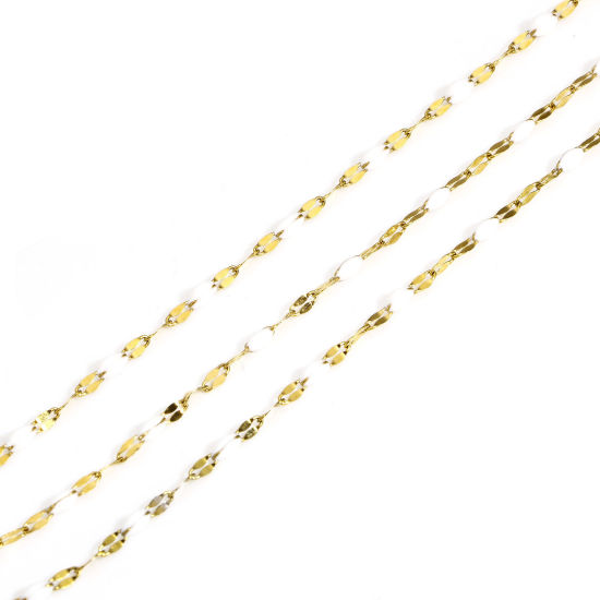 Picture of 1 Piece Eco-friendly Vacuum Plating 304 Stainless Steel Lips Chain Necklace For DIY Jewelry Making Gold Plated Enamel 45.5cm(17 7/8") long, Chain Size: 2mm