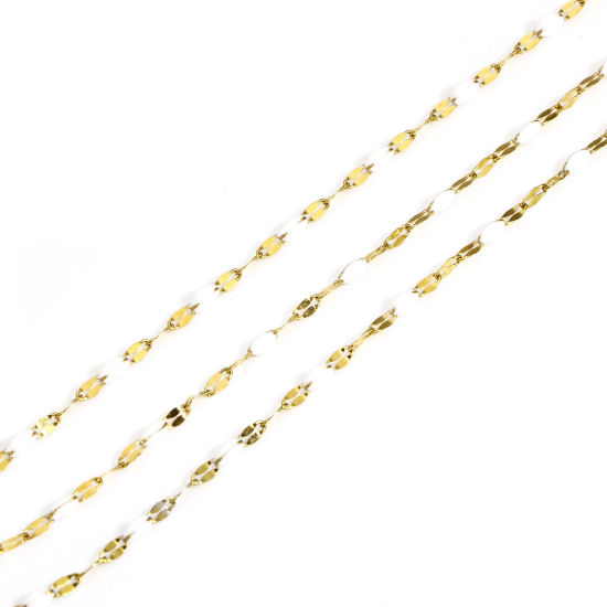 Imagen de 1 M Recubrimiento al Vacío PVD Ecológico 304 Acero Inoxidable Cadena de Labios Para Accesorios Hechos a Mano para Hacer Joyas Chapado en Oro Blanco 3mm
