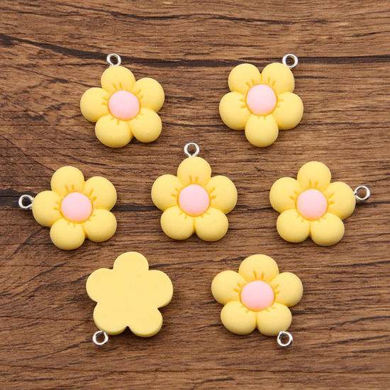 Picture of 10 PCs Resin Charms Flower Yellow 24mm x 21mm