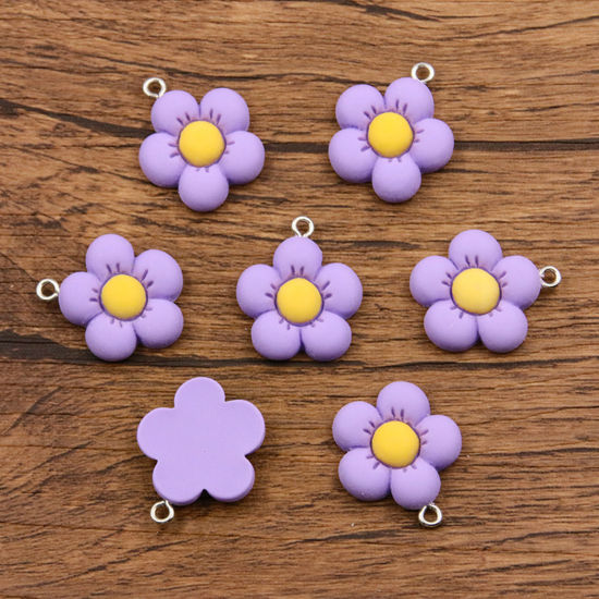 Picture of 10 PCs Resin Charms Flower Purple 24mm x 21mm