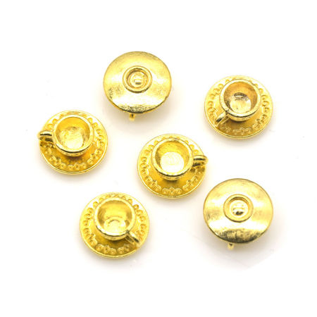 Bild von 20 Stück Zinklegierung Charms Vergoldet Tasse 3D 14mm x 7mm