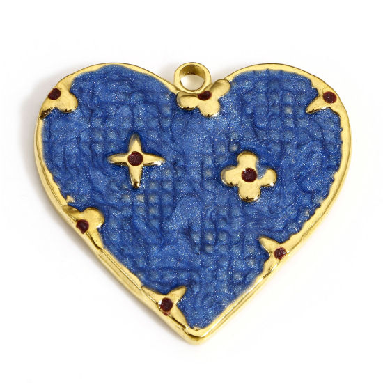 Immagine di 1 Pz 304 Acciaio Inossidabile Galassia Charms Cuore Oro Placcato Blu Stella Smalto