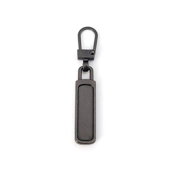 Picture of 10 PCs Zinc Based Alloy Universal Detachable Metal Zipper Puller For DIY Craft Repair Sewing Clothes Accessories Gunmetal Strip 5cm x 0.9cm