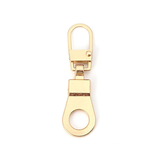 Picture of 10 PCs Zinc Based Alloy Universal Detachable Metal Zipper Puller For DIY Craft Repair Sewing Clothes Accessories Light Gold 4cm x 1.1cm