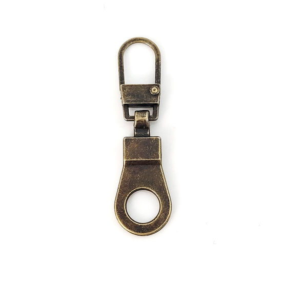 Picture of 10 PCs Zinc Based Alloy Universal Detachable Metal Zipper Puller For DIY Craft Repair Sewing Clothes Accessories Antique Bronze 4cm x 1.1cm